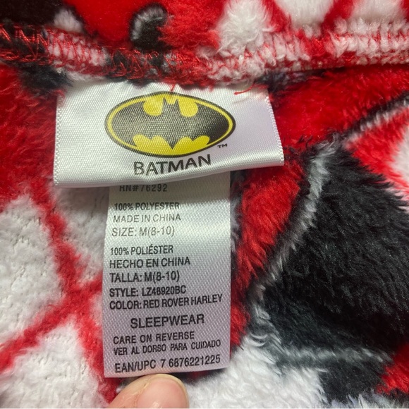 Red and Black Harley Quinn cartoon fuzzy pajama pants Batman - Picture 3 of 4